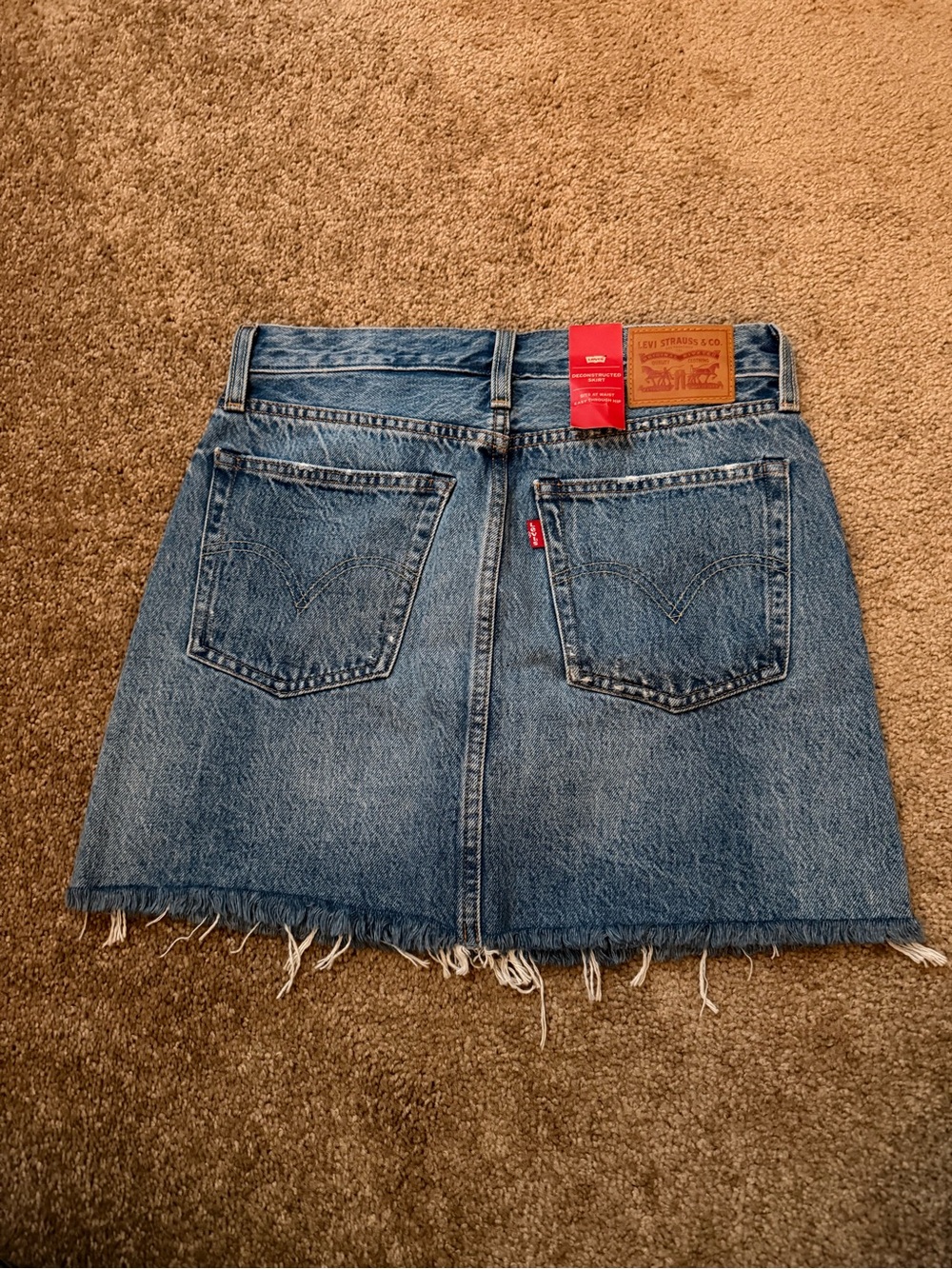 Levi's Blue Distressed Denim Mini Skirt with Raw Hem - Picture 3 of 5